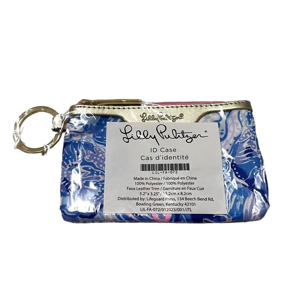NEW Lilly Pulitzer IDโ Case Keychain Wallet With Zip Close Card Holder